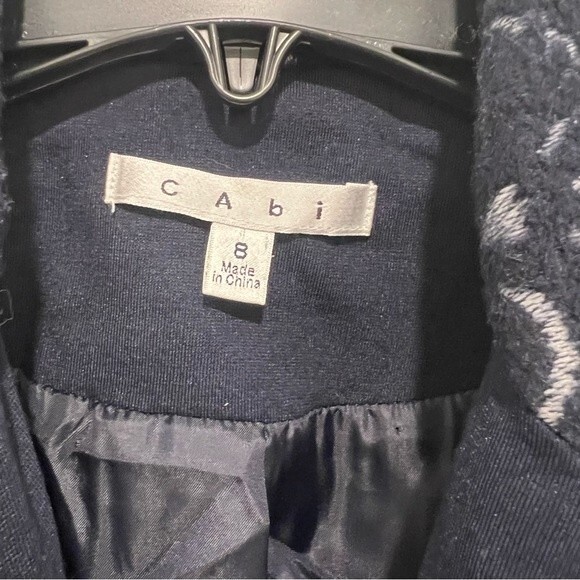 Cabi Navy Blue Jacquard Wool Blend Blazer Style# 109 Women's Size 8 - Picture 4 of 14